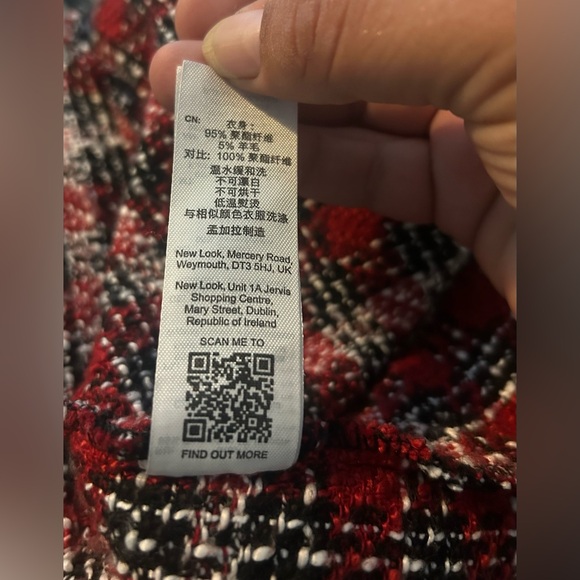 New Look Red & Black Plaid Mini Dress Size 10 - Picture 6 of 8